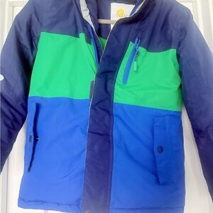 Boden Kids Puffer Jacket in Navy and Green